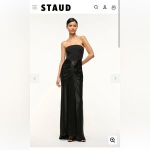 STAUD Elegant Black Strapless Gown